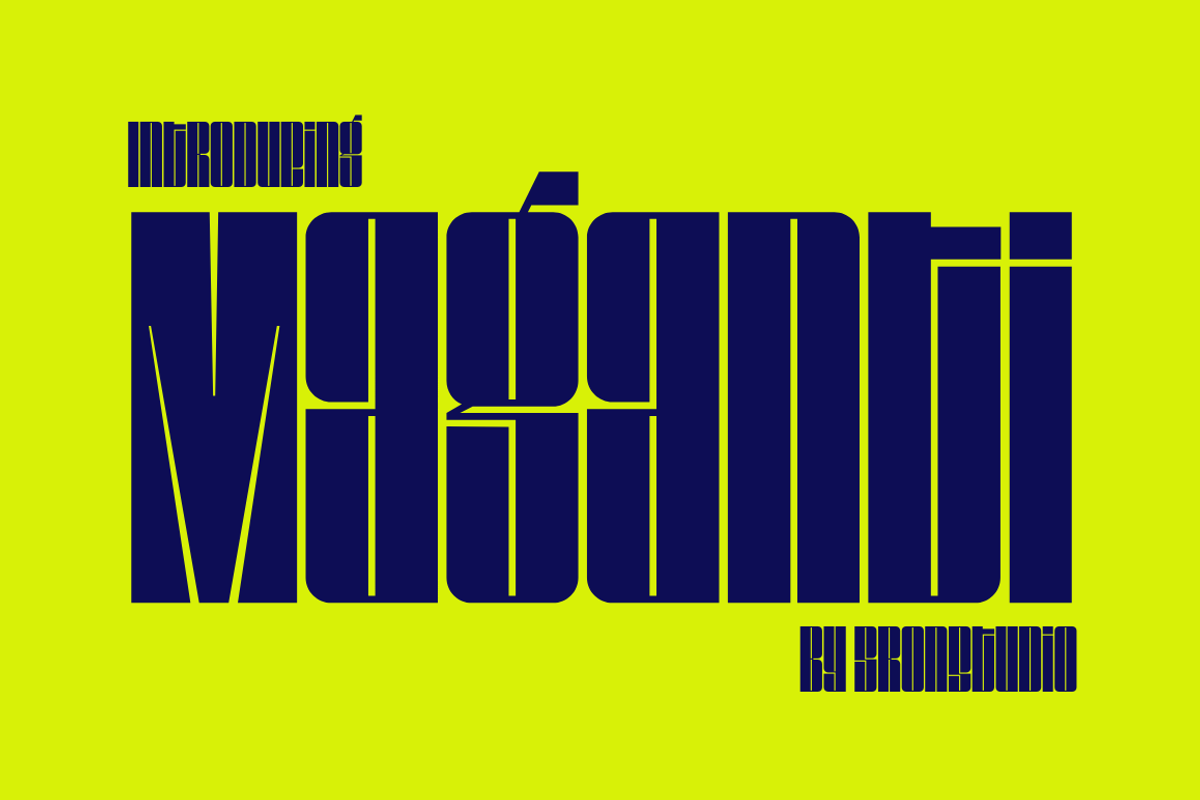 Maganti – Condensed Display Font, a Sans Serif Font by Sronstudio (Photo 1 of 14)