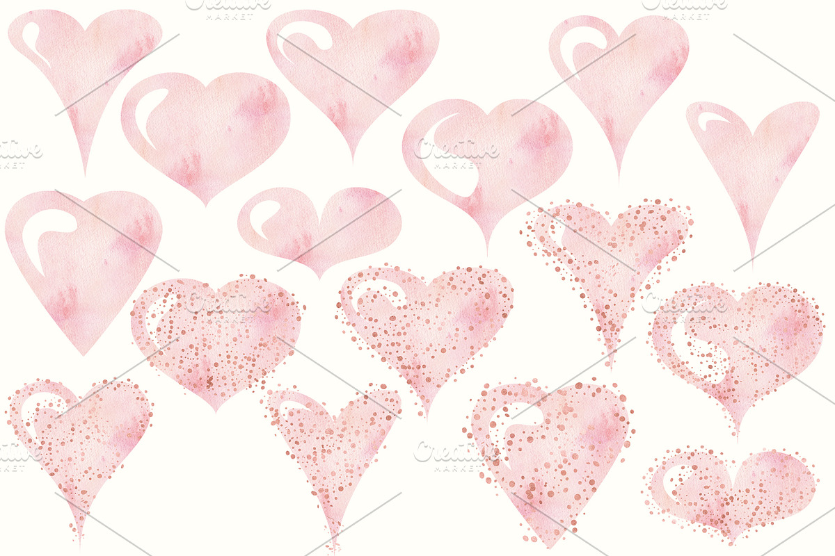 Watercolor Hearts Collection 002, an Object Graphic by savanamm design (Photo 3 of 4)