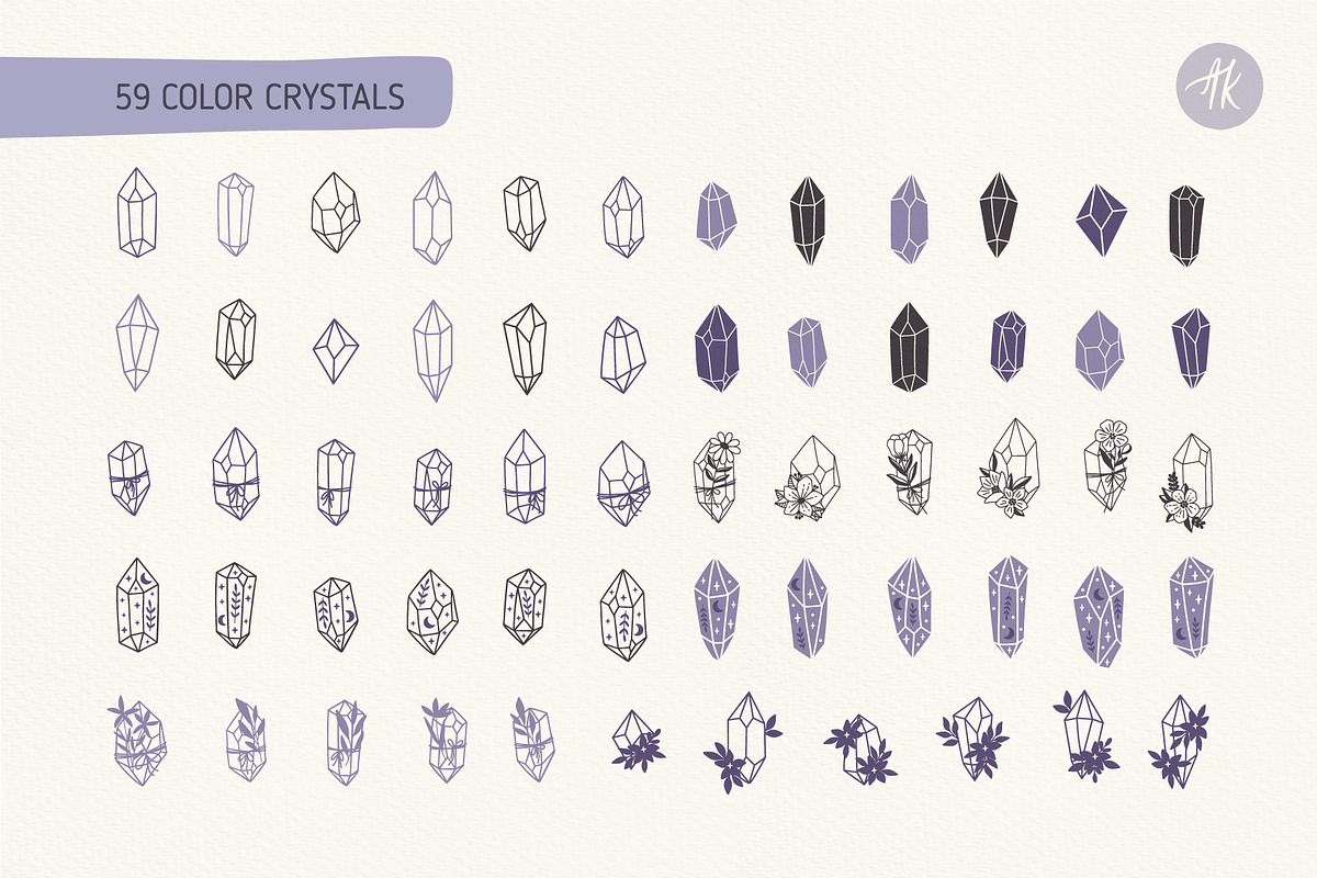 Mystical Crystals Hand Drawn Set, an Object Graphic by Alena Koval (Photo 3 of 18)
