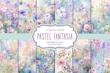 Watercolor Pastel Flowers, a Background Graphic by Curve Design