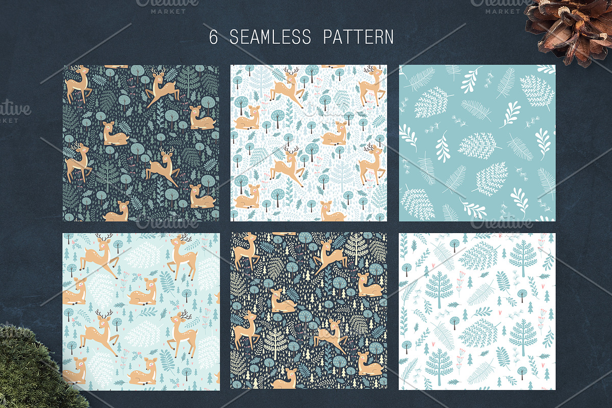 Deer patterns, posters, clipart, a Pattern Graphic by Ekaterina