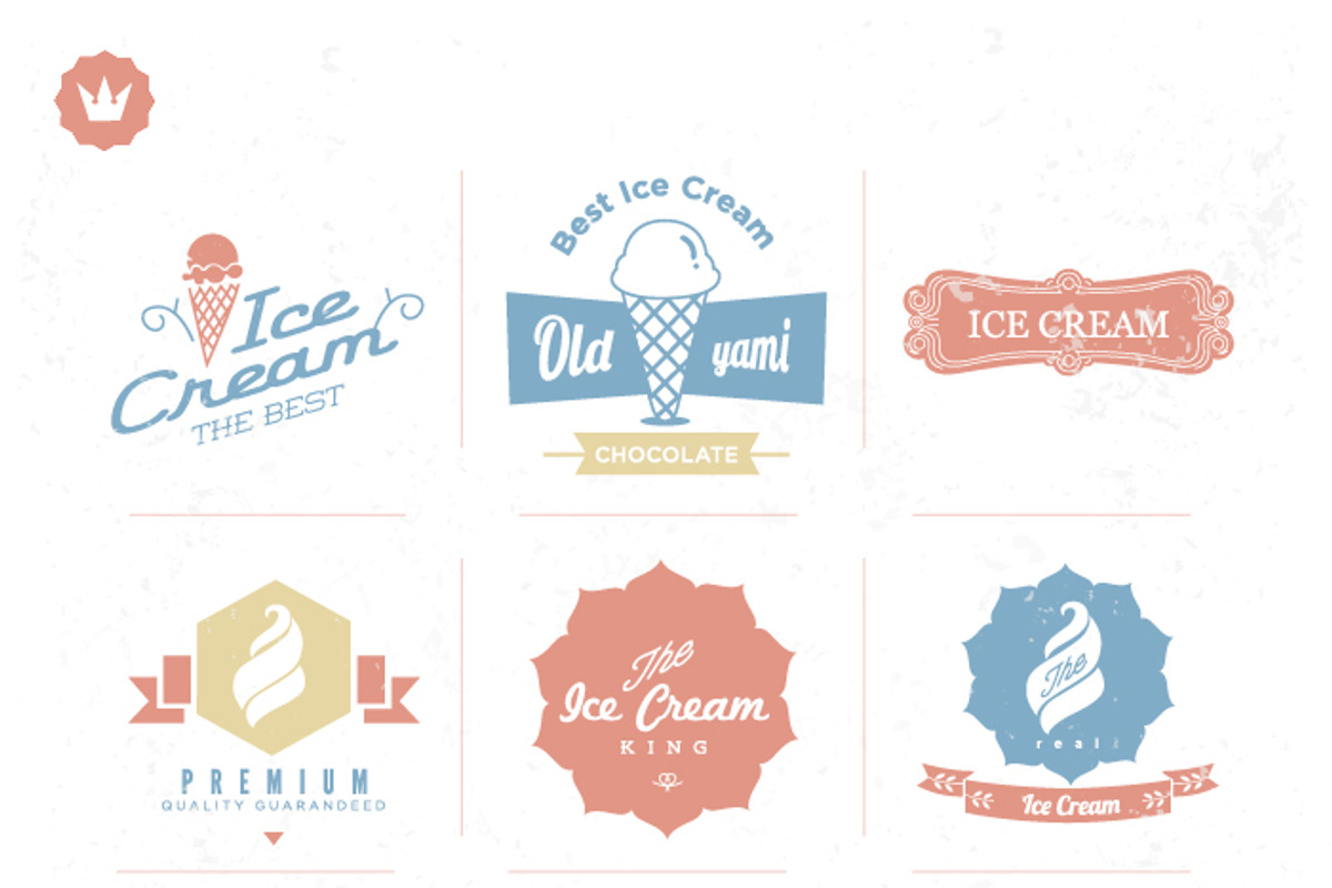 Retro, vintage Ice cream labels, a Food Illustration by Noka Studio (Photo 2 of 2)