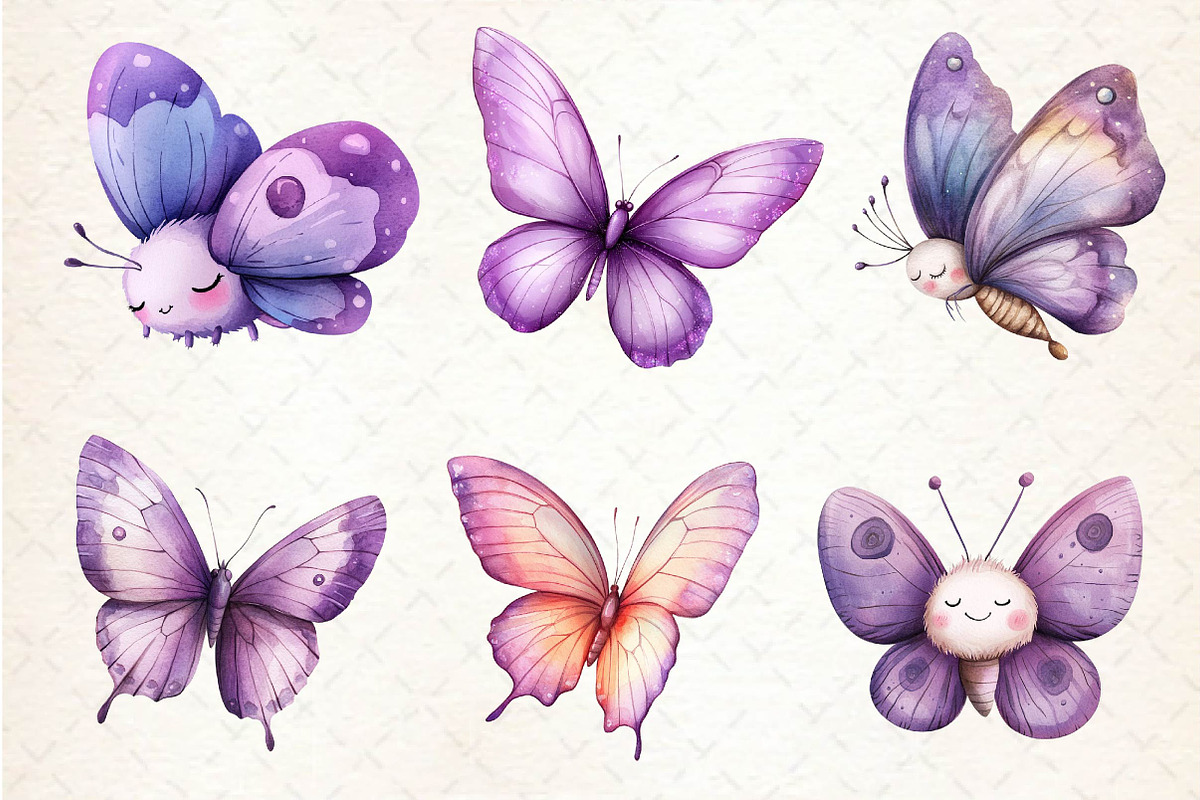 Pastel Purple Butterflies PNG, an Illustration by Dream Creation (Photo 3 of 6)
