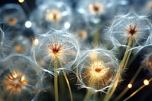 Dandelion seeds close up with bokeh, a Photo by LOGOCREATIVE