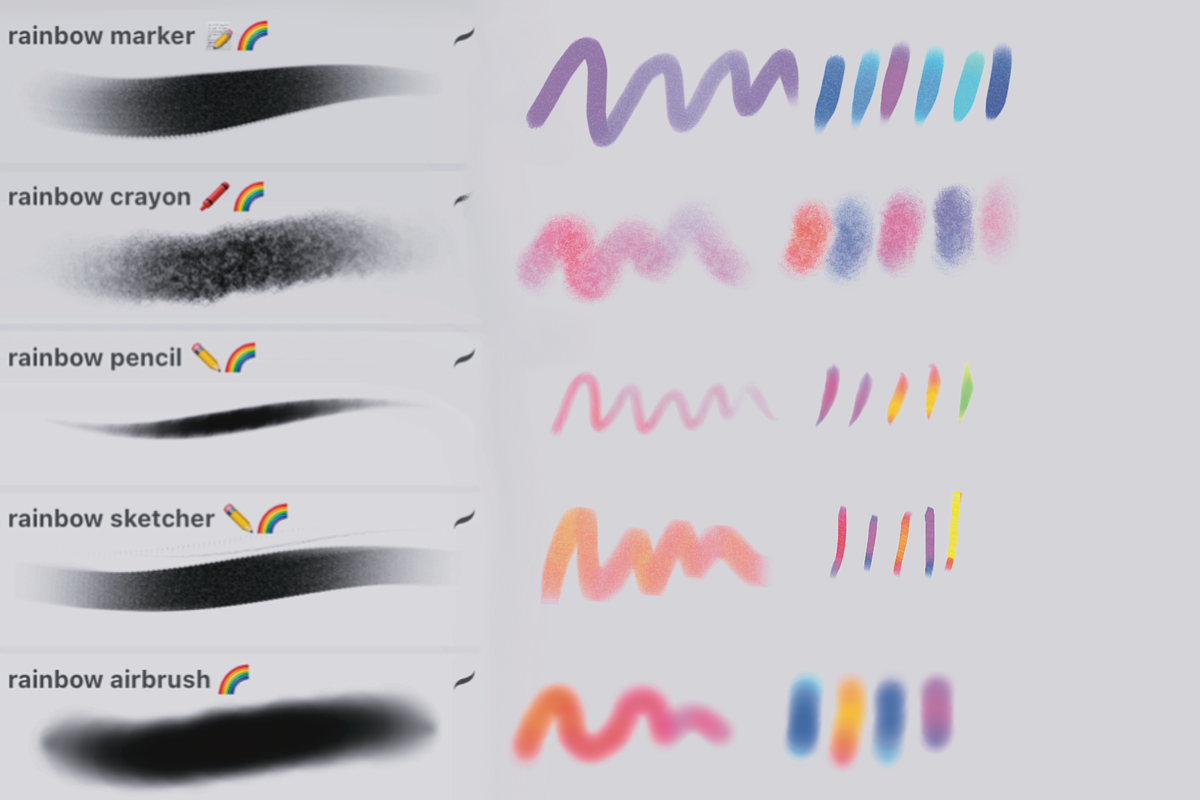 Rainbow Brushes for Procreate, a Brushes & More by pinkdrinksoul (Photo 2 of 4)