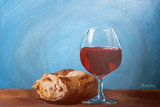 Bread & Wine Painting, a Food Illustration by AMMi (Thumbnail 3 of 3)