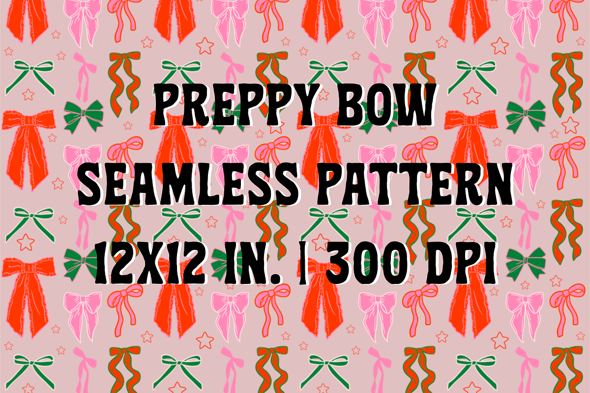 Preppy Christmas Bow Pattern, a Pattern Graphic by Avery Burke Creative (Photo 1 of 3)