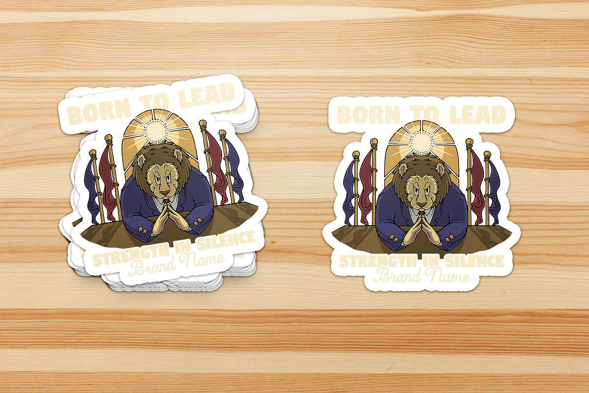 Lion Leader Mascot in Suit at Desk preview 3