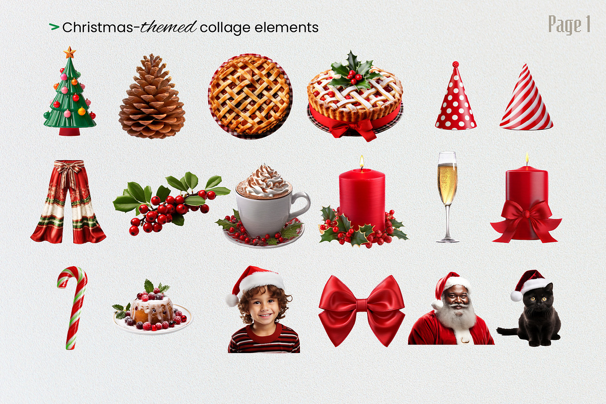 75 Christmas collage elements, an Object Graphic by Debar's Shop (Photo 2 of 8)