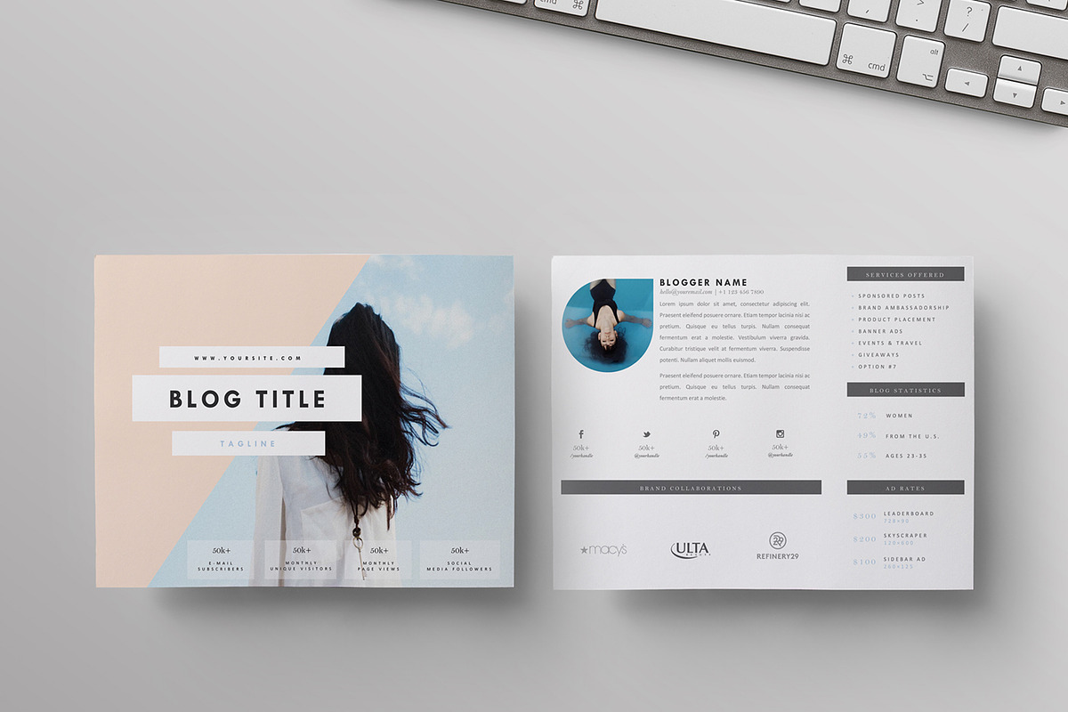 Two-Page Media Kit Template, a Resume Template by Blogger Kit Co. (Photo 1 of 7)