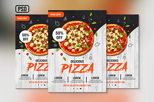 Delicious pizza offer creative flyer