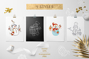 Cute Snowmen Set, a Decorative Illustration by MaljukArt (Thumbnail 2 of 14)