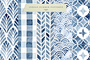 Watercolor Indigo Summer Patterns, a Pattern Graphic by JSquarePresents (Thumbnail 2 of 11)
