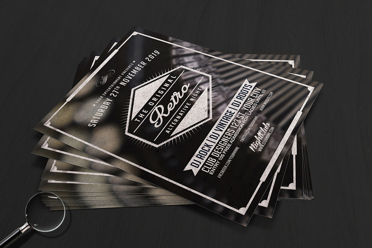 Vintage Night  | 3in1 Flyer Template, a Flyer Template by GIGA-TEMPLATE (Photo 2 of 7)