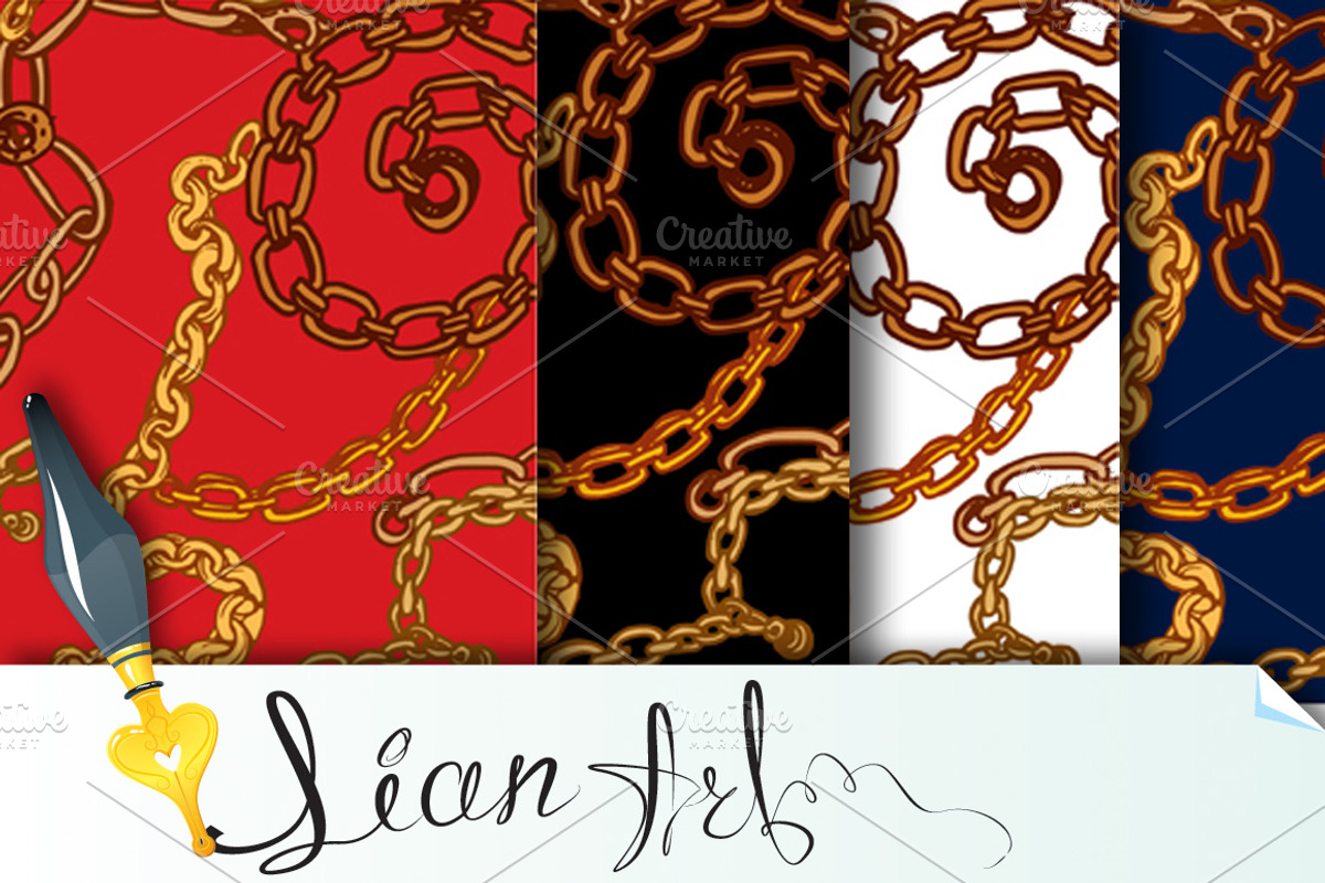 Seamless patterns - Gold chains