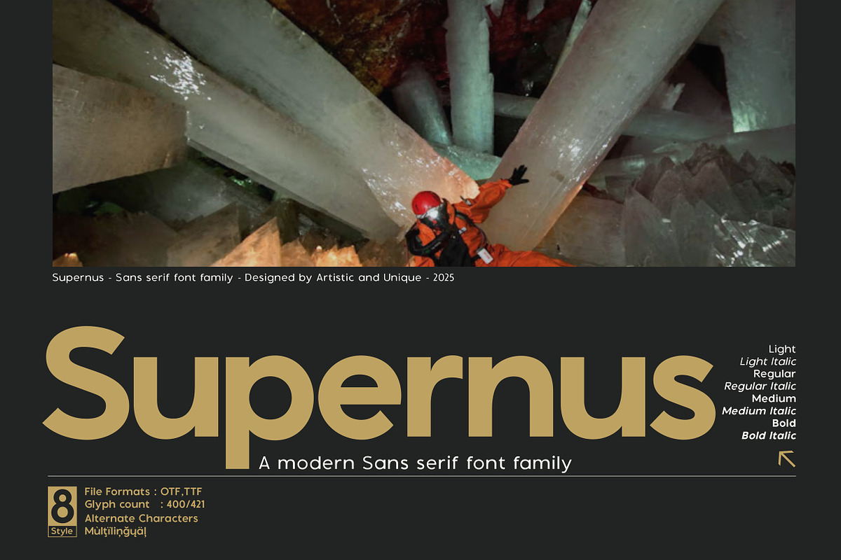 Supernus - Sans serif Font Family, a Sans Serif Font by Artistic & Unique (Photo 2 of 15)