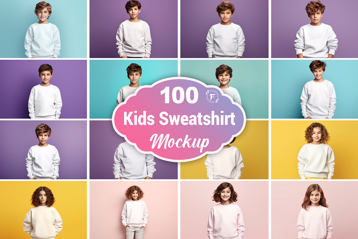 Kids Sweatshirt Mockup Bundle, a Hoody Mockup by Forhadx5 (Photo 1 of 9)