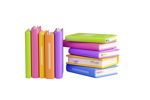 Stack Of Paper Books With Bright