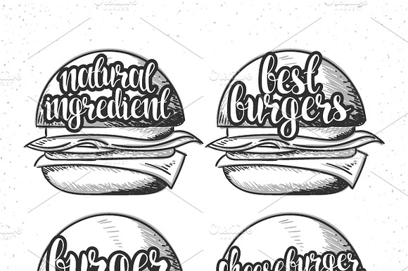 Set Handmade Burgers And Calligraphy