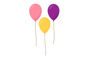 Three balloons with strings isolated, an Object Illustration by GraphiShop