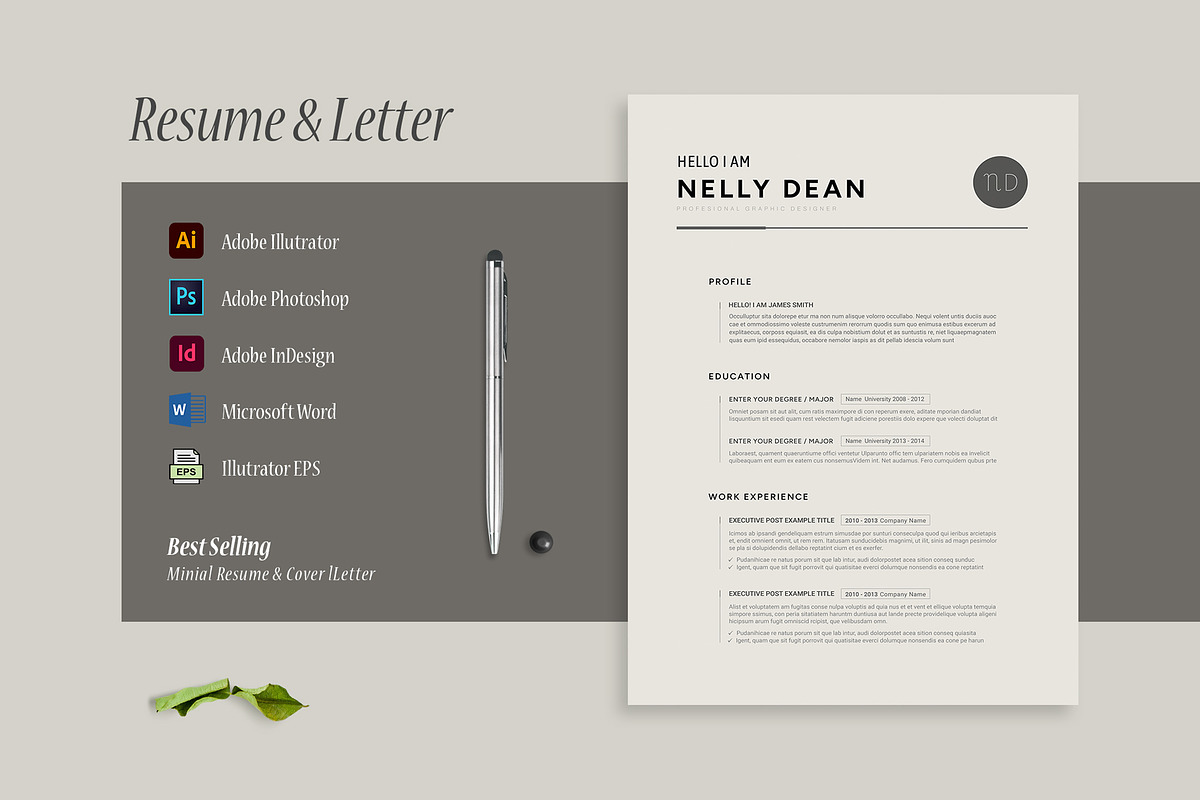Modern Resume CV Template Design, a Print Template by Design_Slide (Photo 1 of 5)