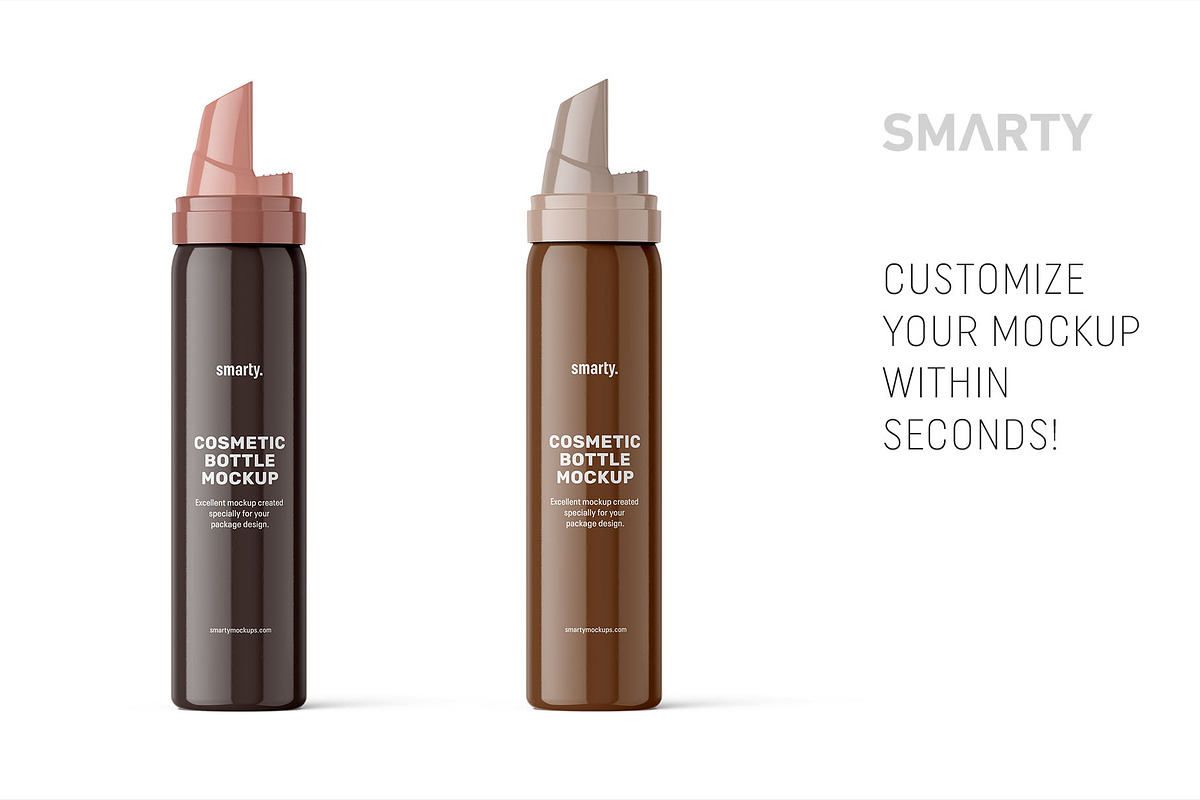 Glossy cosmetic bottle mockup, a Packaging Mockup by Smarty Mockups (Photo 3 of 5)