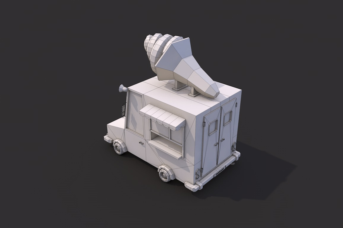 Low Poly Ice Cream Car, a Cars & Vehicle 3D Model by CreativeeArt (Photo 8 of 8)