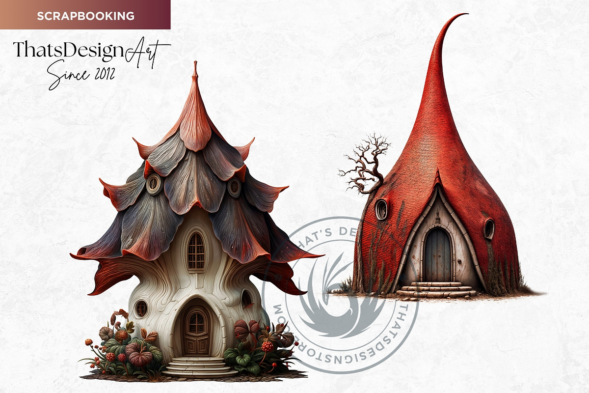 Fairy Tale Houses PNG Clipart Set V2, a Decorative Illustration by ThatsDesignArt (Photo 6 of 10)