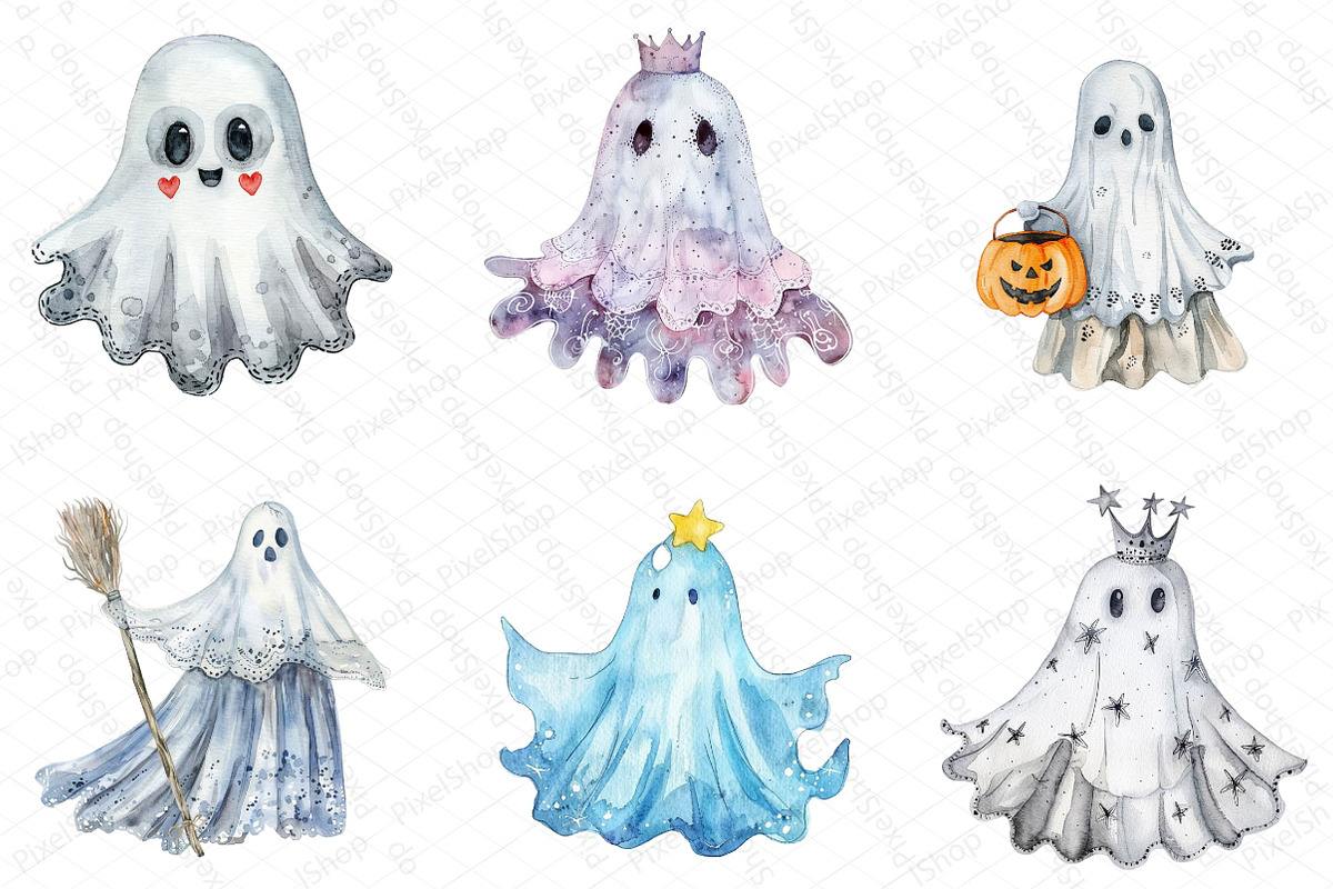 Cute Halloween Lace Ghost Png Clipar, an Illustration by DreamPrint404 (Photo 3 of 7)