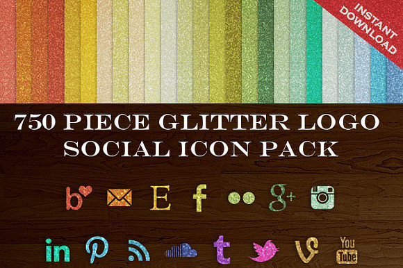 750 Glitter Blog Button Icons