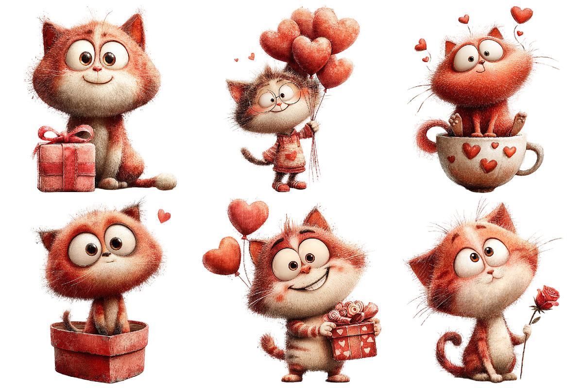 Valentine Cat Clipart, an Illustration by Pixels.Craft (Photo 3 of 5)