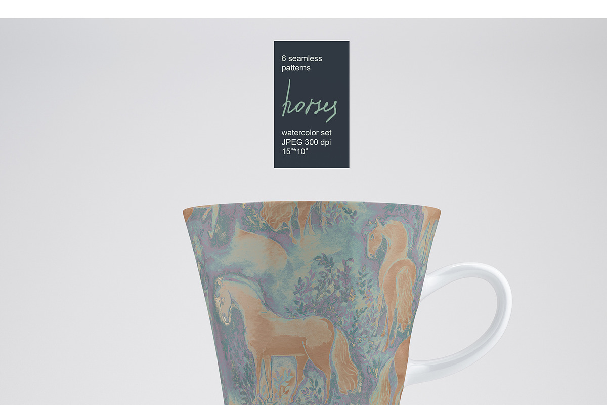 Floral horse seamless watercolor set, a Pattern Graphic by PatternsBlooming (Photo 6 of 6)