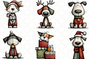 Watercolor Christmas Dogs Clipart, an Illustration by Black Bird Studio (Thumbnail 2 of 6)
