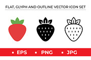 Flat Glyph Outline Strawberry Fruit, an Outline Icon by Artonix (Thumbnail 1 of 2)
