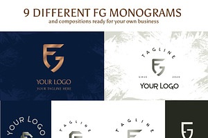 FG Shield Monogram. 9 Logo Pack