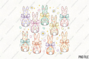 Easter PNG, Coquette Easter Bunny, an Illustration by CraftArtStudio