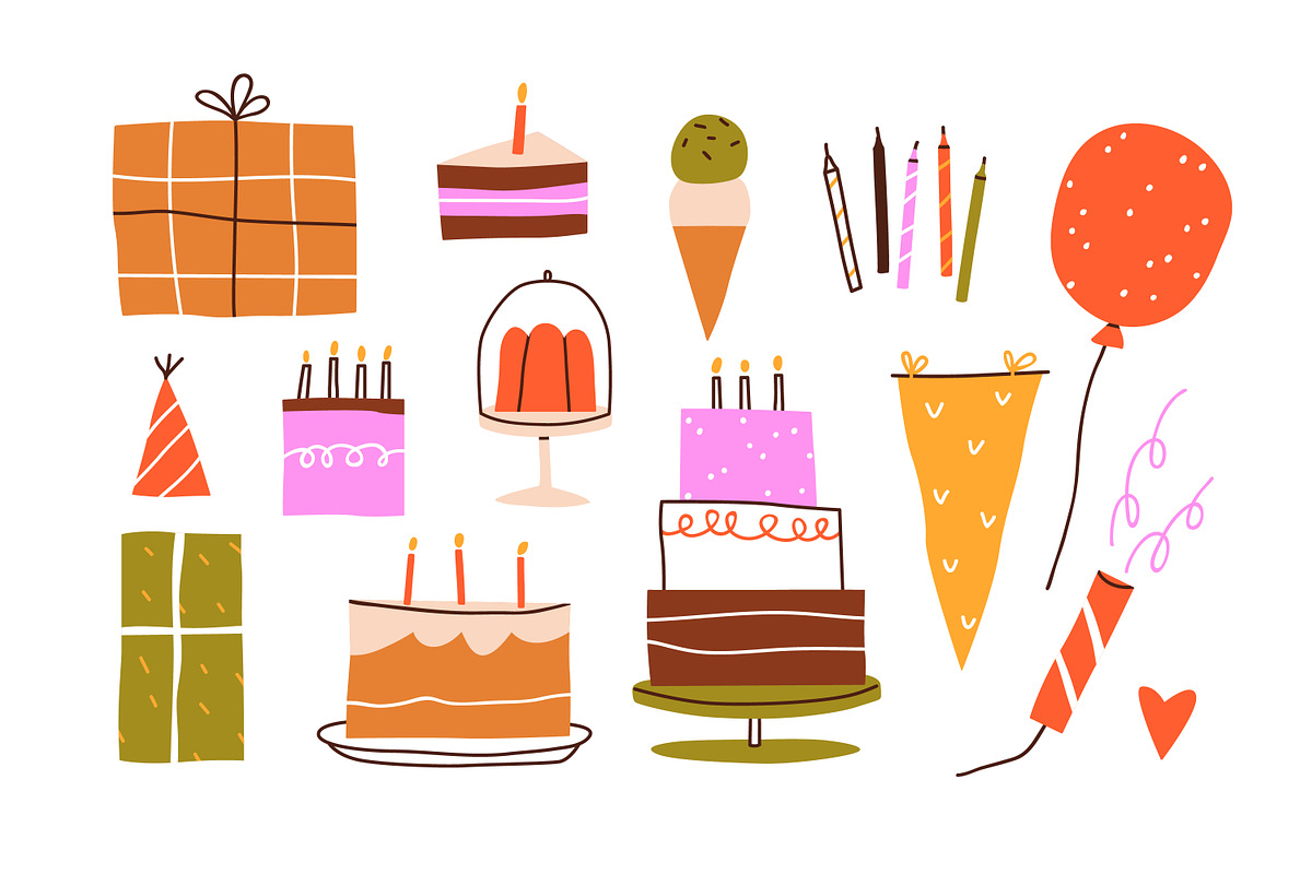 Happy birthday cards designs set, an Object Illustration by Good Studio (Photo 2 of 17)