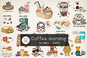 Coffee Morning Hand-drawn PNG Bundle, an Illustration by GlitterCraft (Thumbnail 1 of 101)