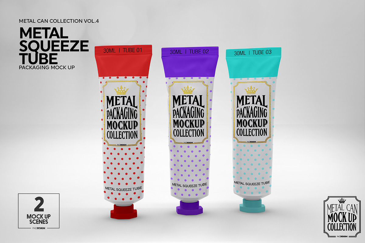 Metal Squeeze Tubes Packaging Mockup, a Packaging Mockup by INCDesign (Photo 6 of 10)