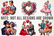 Vintage Valentine Clipart Retro png, an Illustration by RobertsArt (Thumbnail 3 of 7)