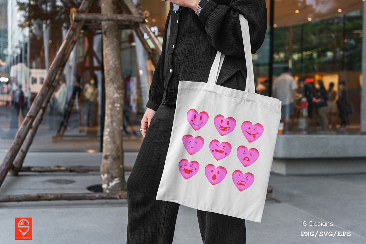 Love Heart Emoji Expressions Bundle, an Illustration by shaondesigns (Photo 4 of 9)