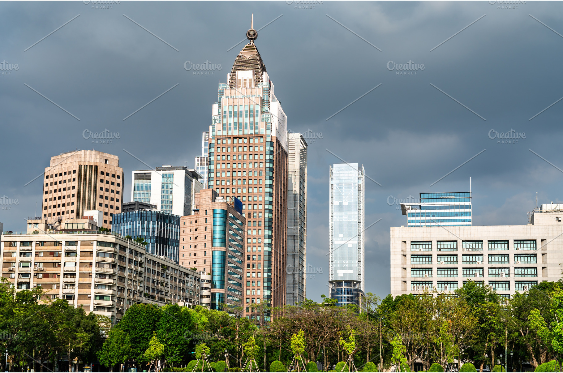 Taipei Skyline Over a City Park, an Architecture Photo by Leonid Andronov