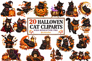 Vintage Halloween Black Cat Clipart, an Object Graphic by Colorsfav (Thumbnail 1 of 7)