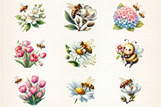Bee Flowers Sublimation Clipart, an Illustration by DreamArtGraphic (Thumbnail 3 of 4)