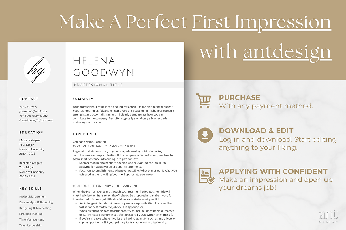Modern Resume Template - The Helena, a Resume Template by AntDesignStudio (Photo 9 of 9)