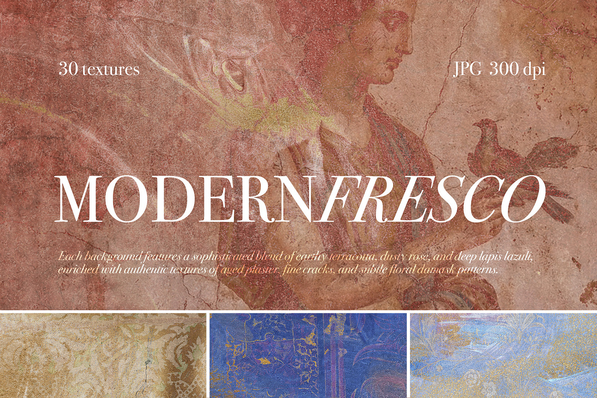 Modern Fresco Textured Backgrounds, a Texture Graphic by Elena Pimonova (Photo 1 of 10)