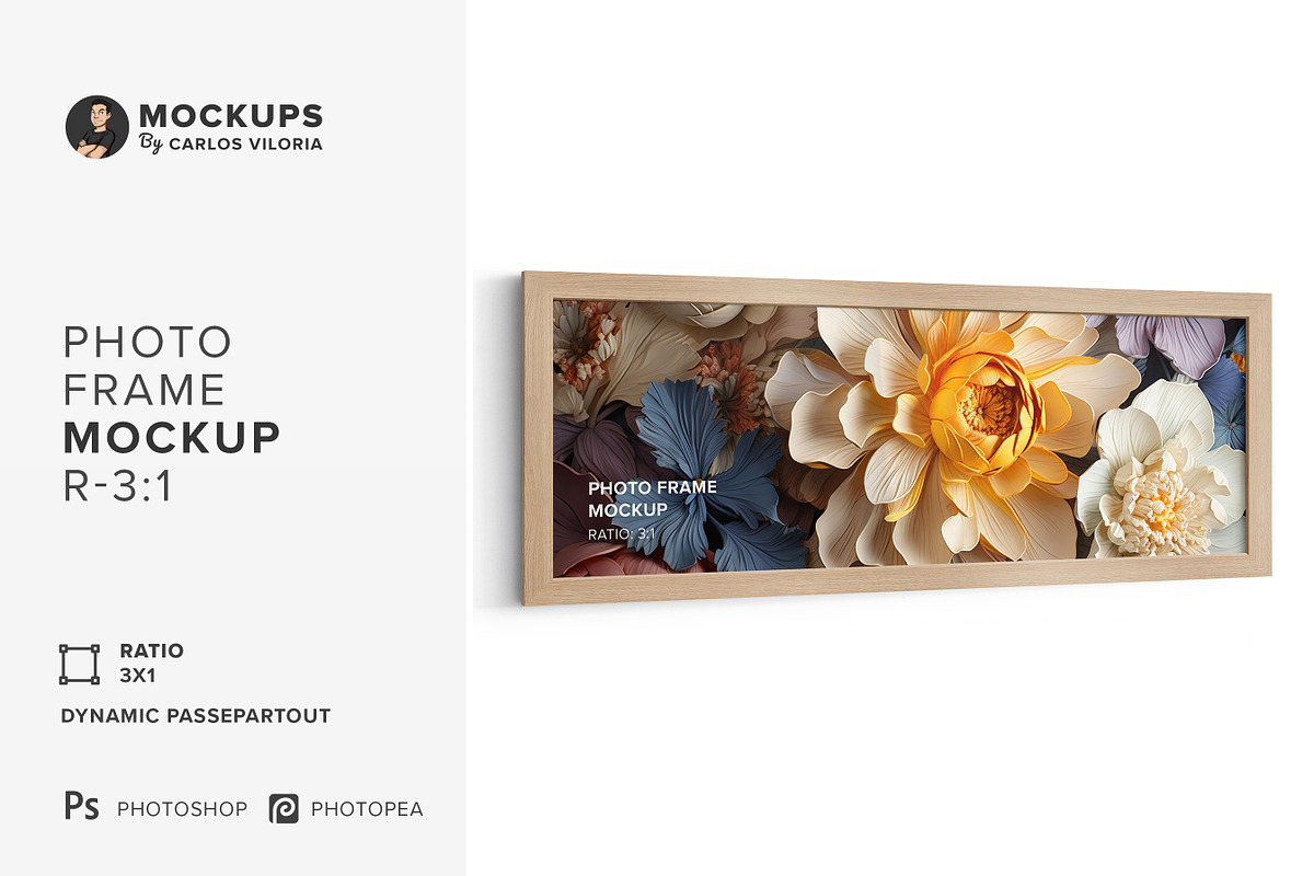 Large Photo Frame Mockup – Ratio 3x1, a Merchandise Mockup by Mockups by Carlos Viloria (Photo 1 of 6)