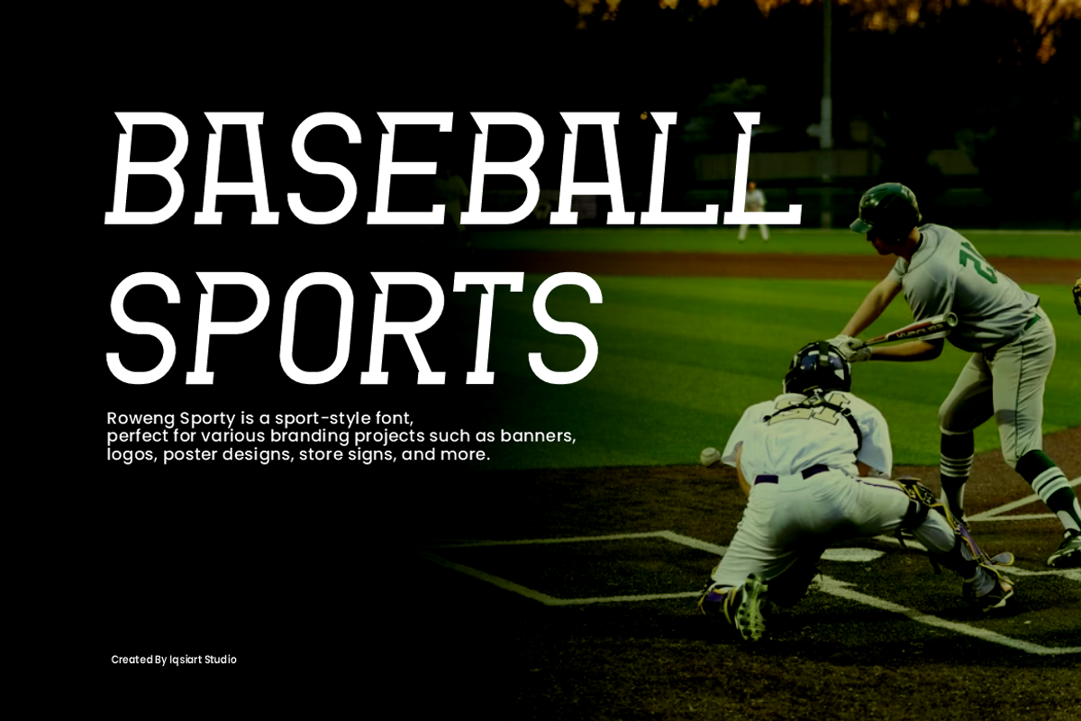Roweng Sporty - Baseball Font, a Slab Serif Font by Iqsiart Studio (Photo 2 of 7)