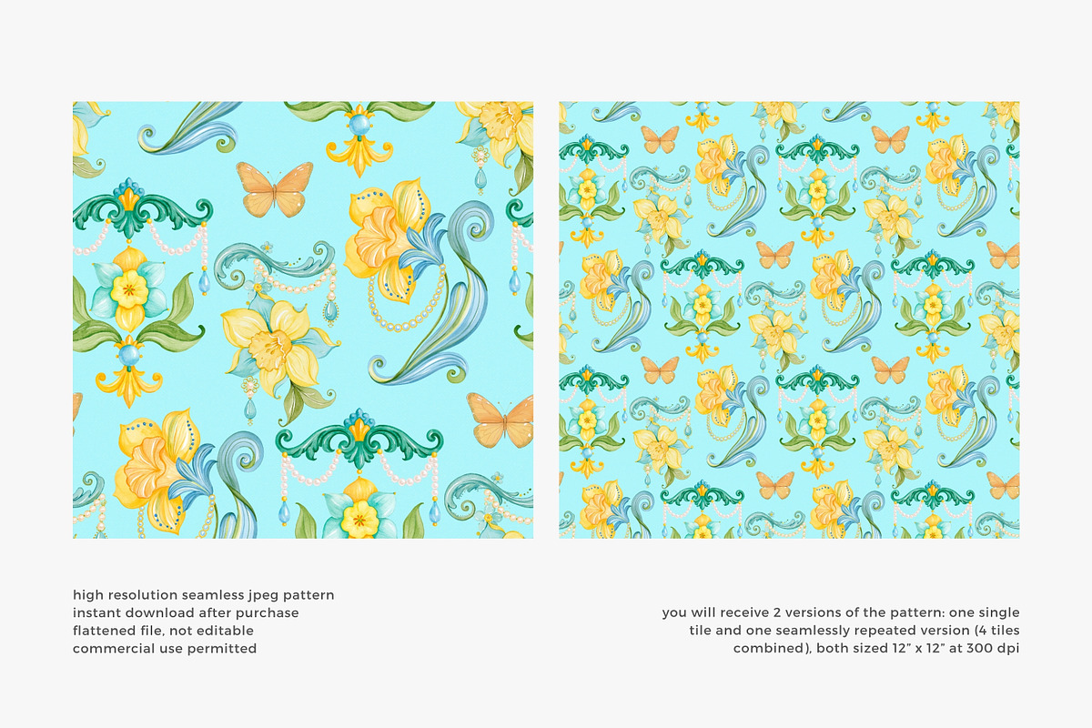 Rococo Floral Seamless Pattern, a Pattern Graphic by Pink Studio Art (Photo 3 of 4)