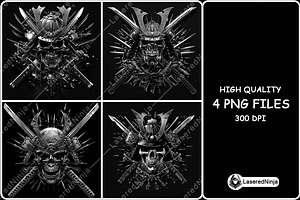 Skull Samurai Helmet Katana Swords, a Background Graphic by LaseredNinja